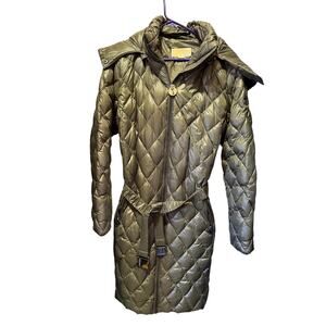 Michael Michael Kors Belted Down Puffer Jacket W/Faux Fur Hood Size XL